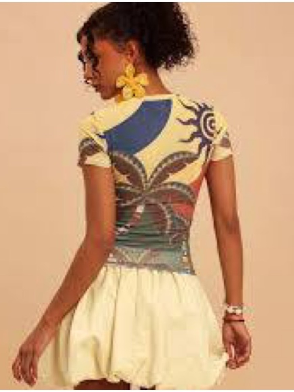 Women’s Printed Short Sleeve Top in Yellow and Multi